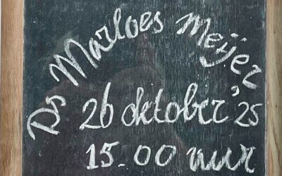 Afscheid Ds. Marloes Meijer: 26|10, viering van 15:00-16:00, feestelijke borrel van 16:00-17:30